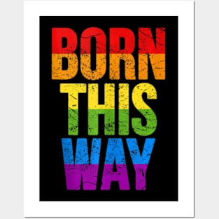 Pride Parade Born This Way Lgbtq Rainbow Flag Colors Posters and Art